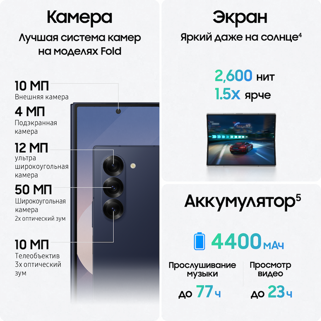 Смартфон Samsung Galaxy Z Fold6 1024Gb, синий (РСТ)— фото №5