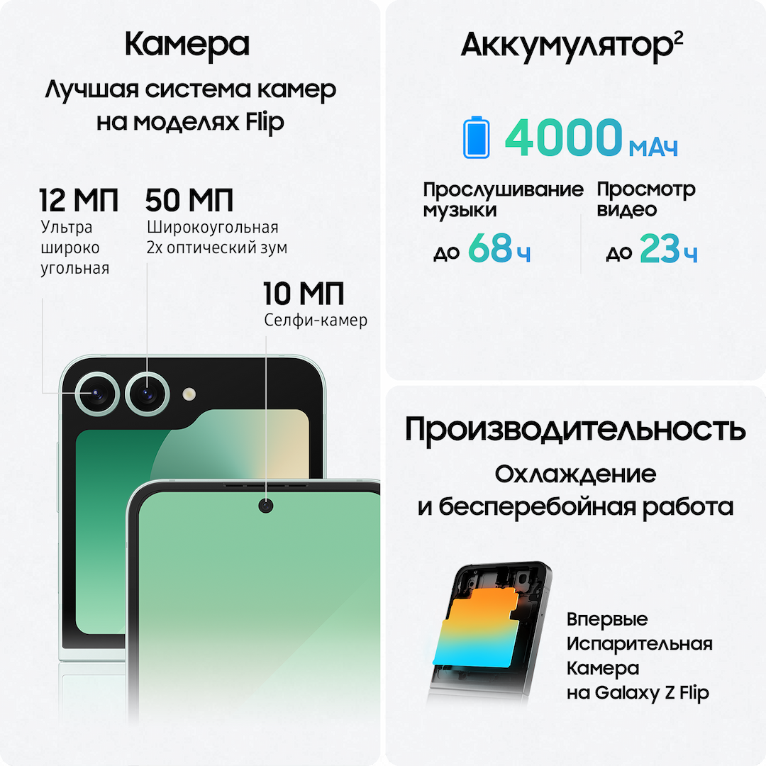 Смартфон Samsung Galaxy Z Flip6 512Gb, мятный (РСТ)— фото №4